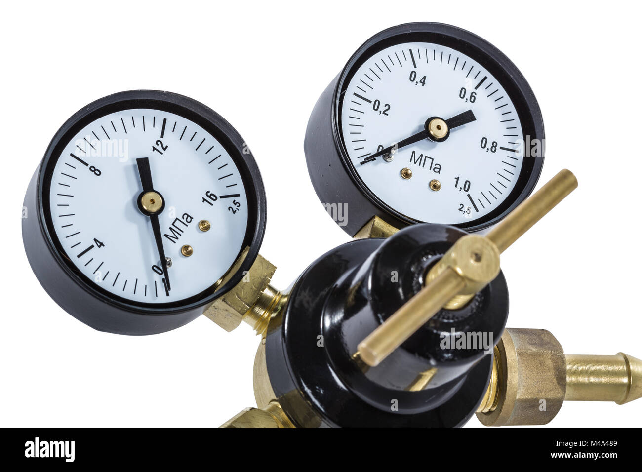 Gas pressure regulator with manometer, isolated with clipping path