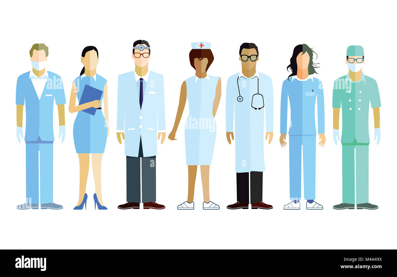 Group of doctors and nurses and medical staff Stock Photo