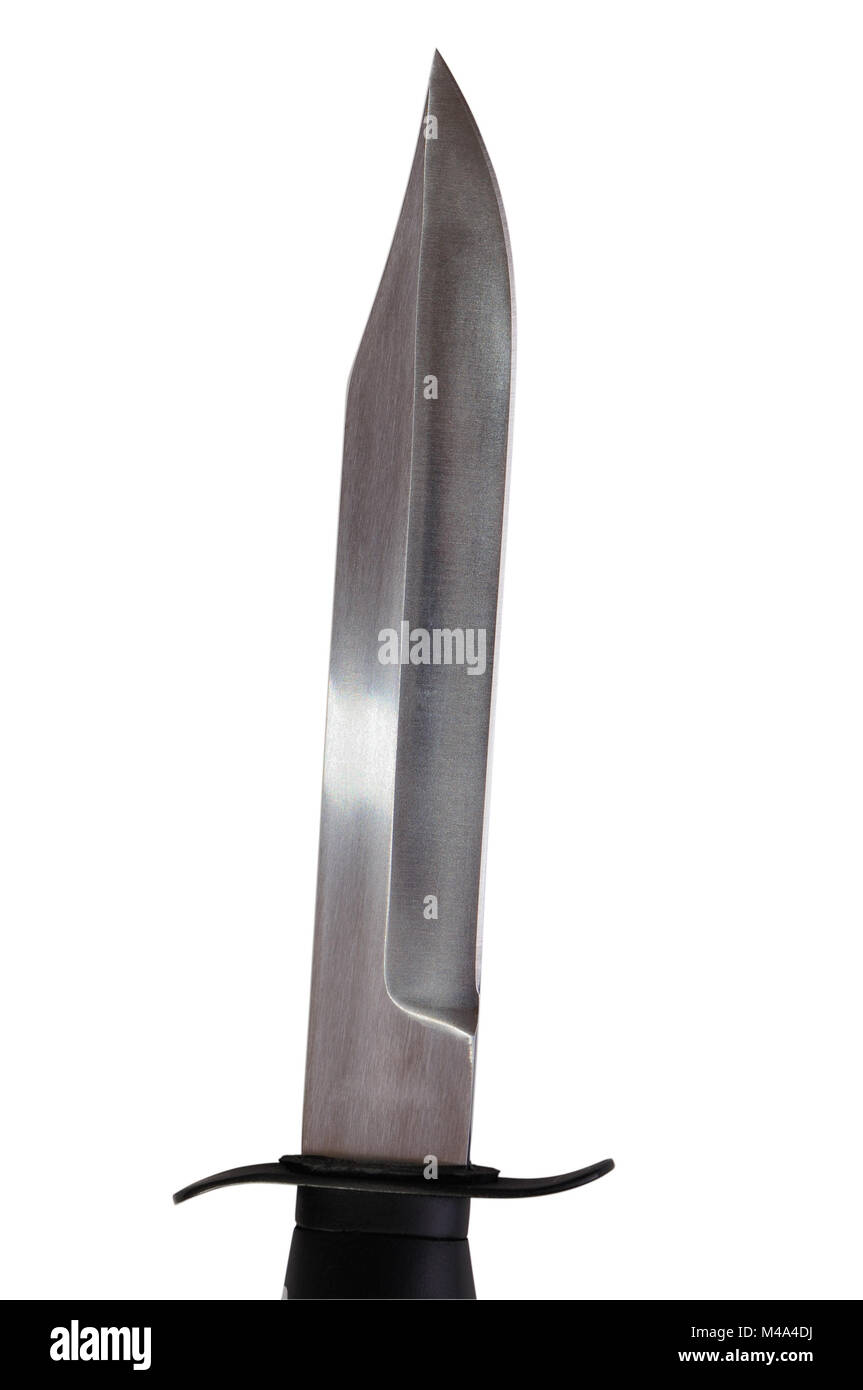 Blade of Military Combat Pocket Knife closeup isolated on white