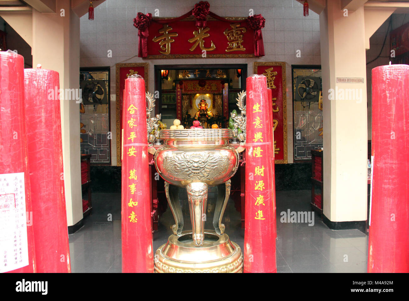 BANDUNG, INDONESIA. Imlek Candle in Vihara Dharma Ramsi, Cibadak, Gang Ibu Aisyah No 18, Bandung, Indonesia. Stock Photo