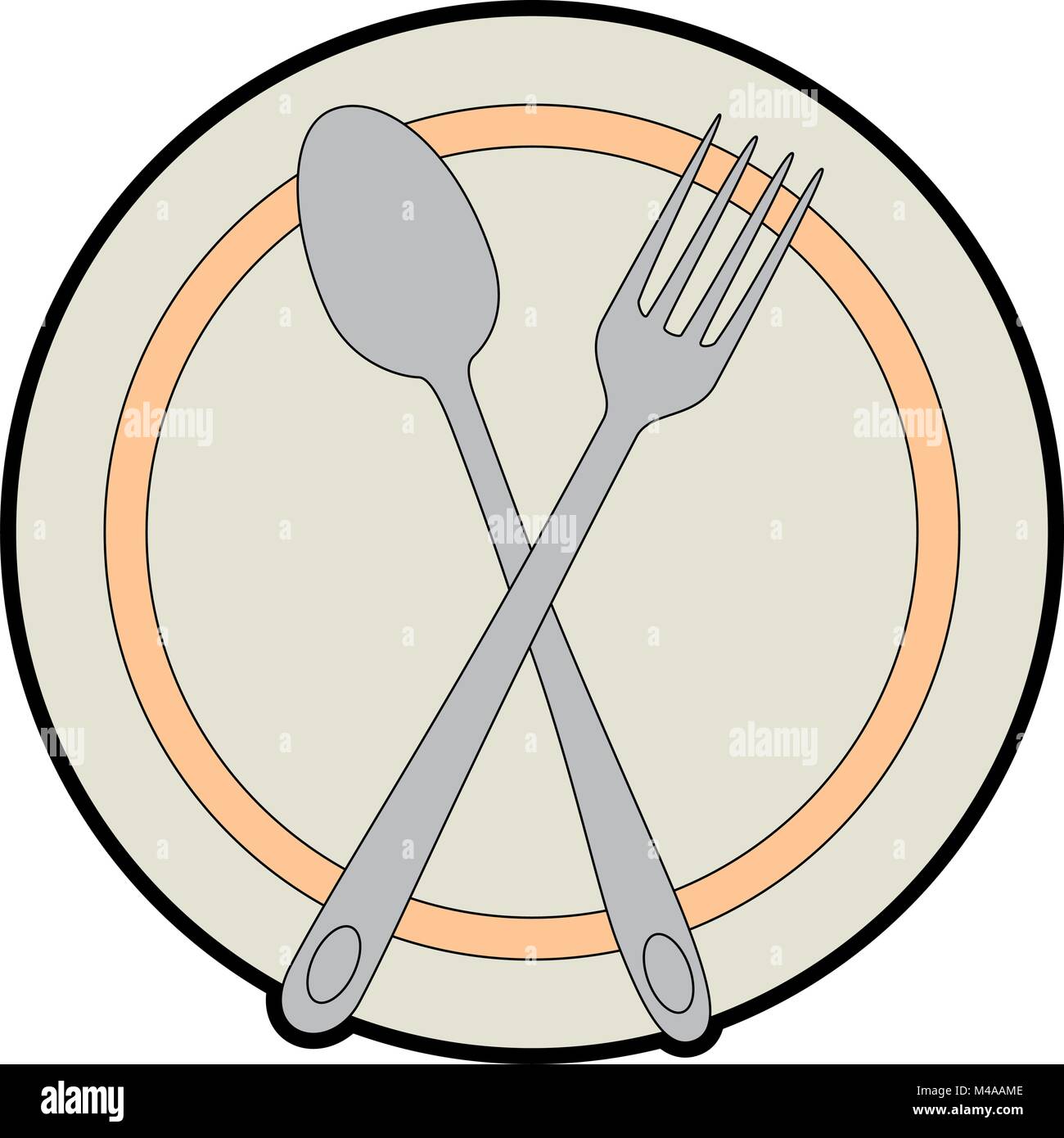 dish with fork and spoon cutlery isolated icon Stock Vector Image & Art ...