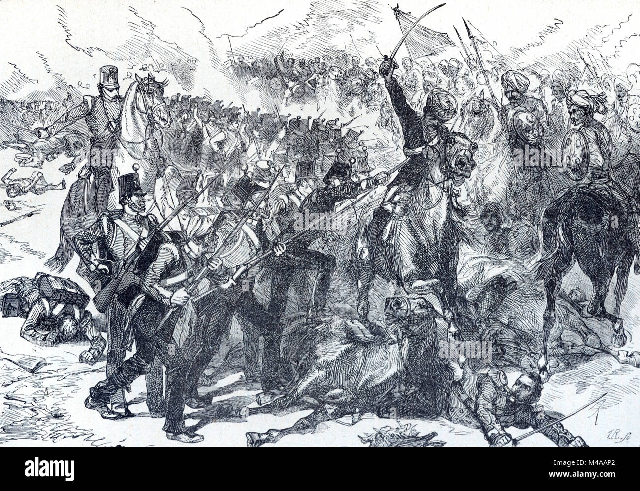 Second Anglo-Afghan War between British Raj & the Emirate of Afghanistan (1878-1880) (Engraving, 1879) Stock Photo