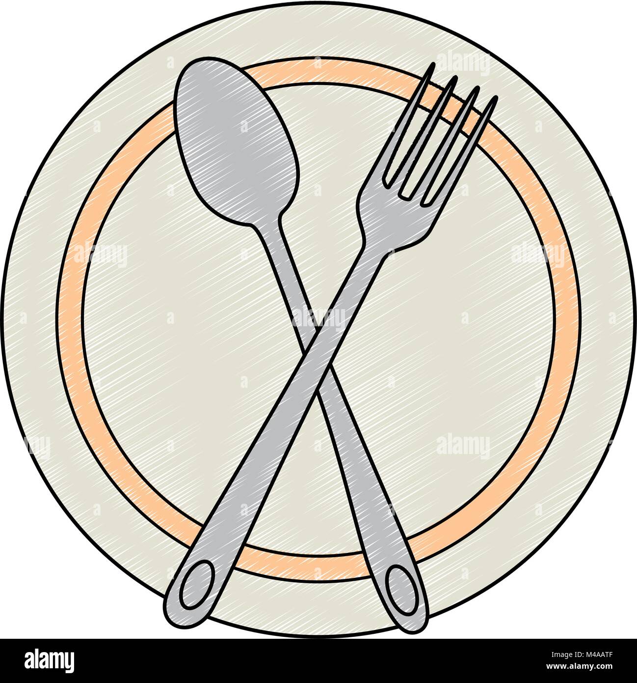 dish with fork and spoon cutlery isolated icon Stock Vector Image & Art ...