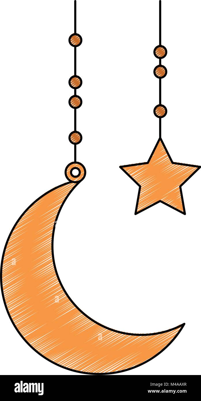 Moon And Stars Hanging Decoration Stock Vector Art Illustration