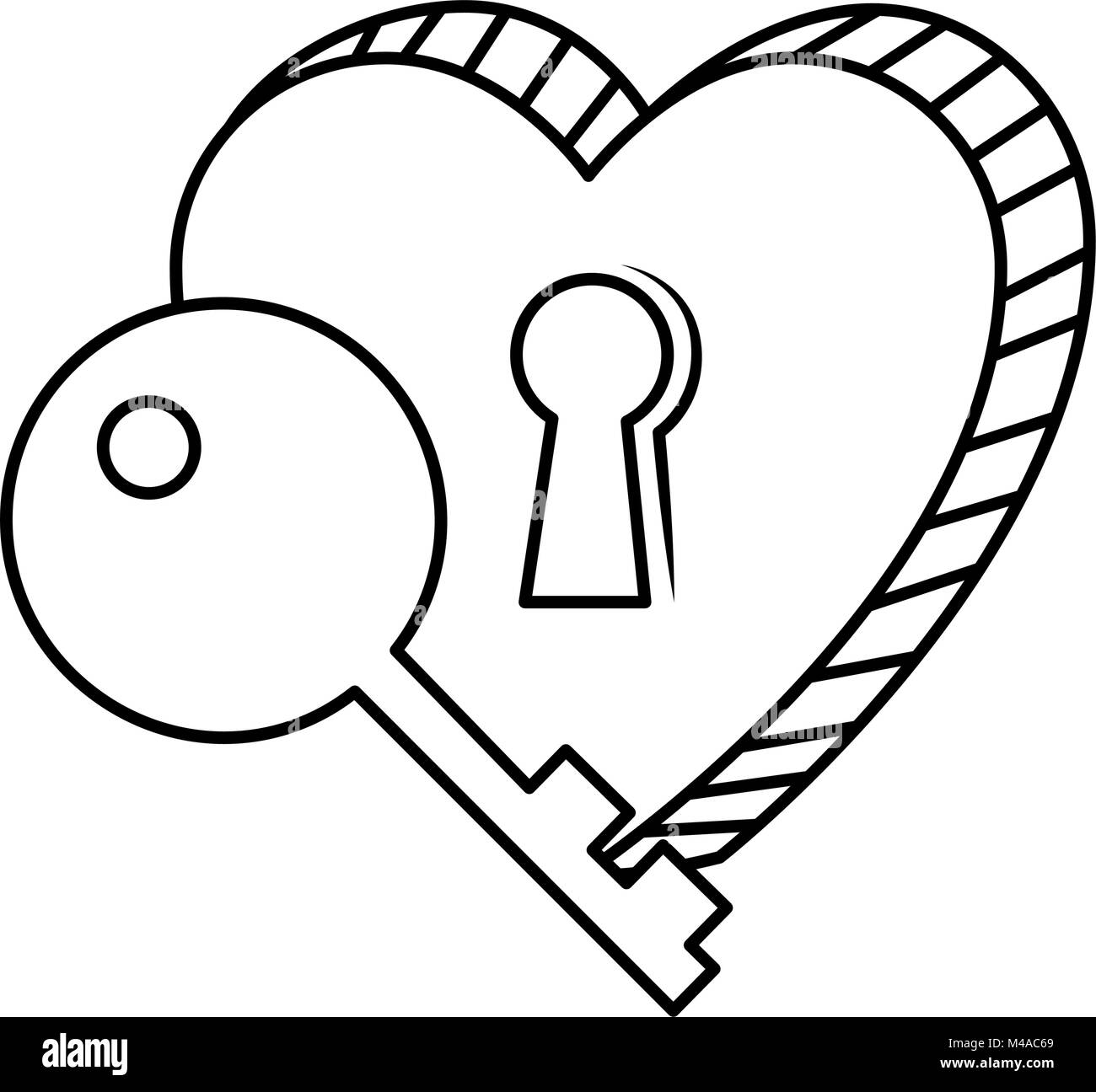 heart love sticker art with key hole Stock Vector Image & Art - Alamy