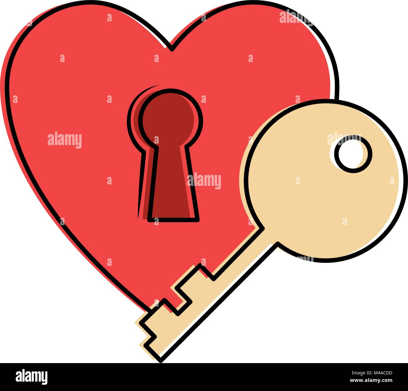 heart love sticker art with key hole Stock Vector Image & Art - Alamy