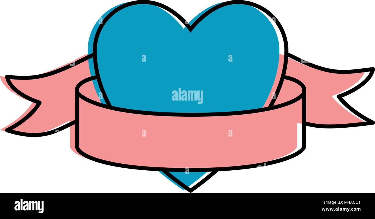 heart love sticker art with ribbon Stock Vector Image & Art - Alamy