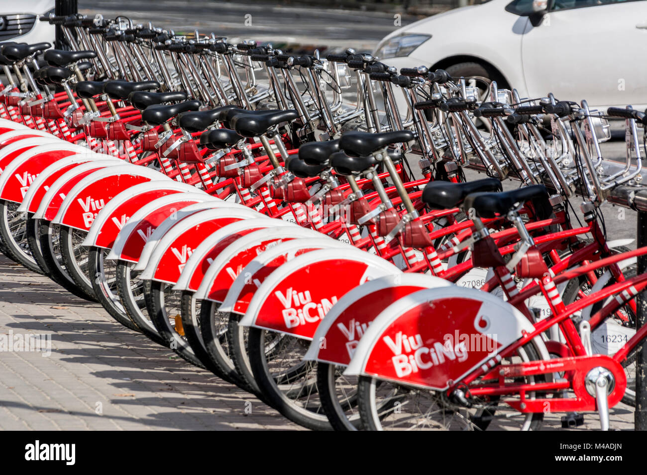Leihfahrräder in Barcelona mit dem auffälligen Design Stock Photo