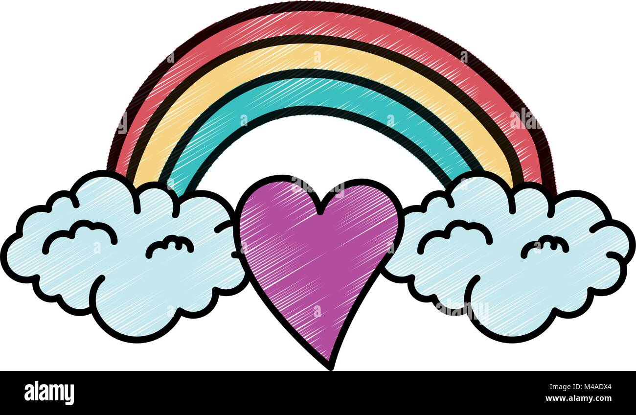 heart love sticker art with rainbown Stock Vector Image & Art - Alamy