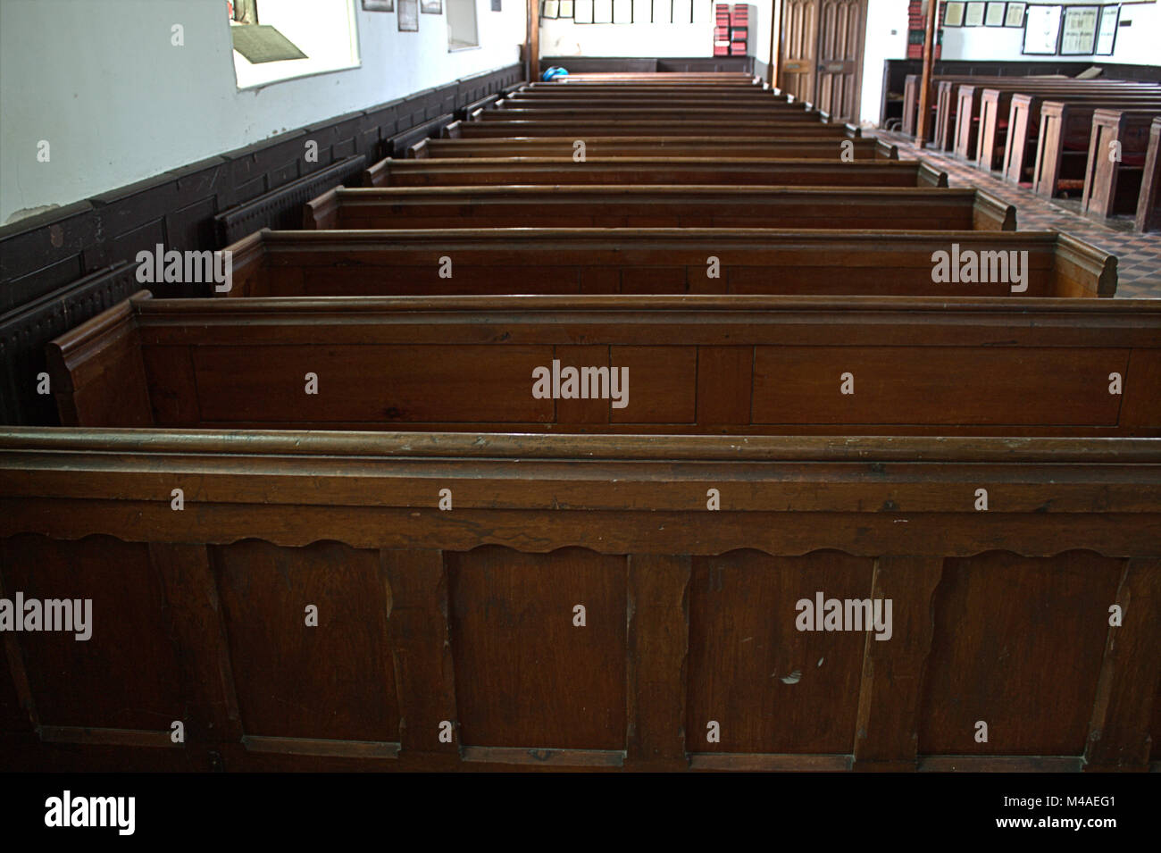 Views inside an empty small village church in West Cork, Ireland Stock Photo