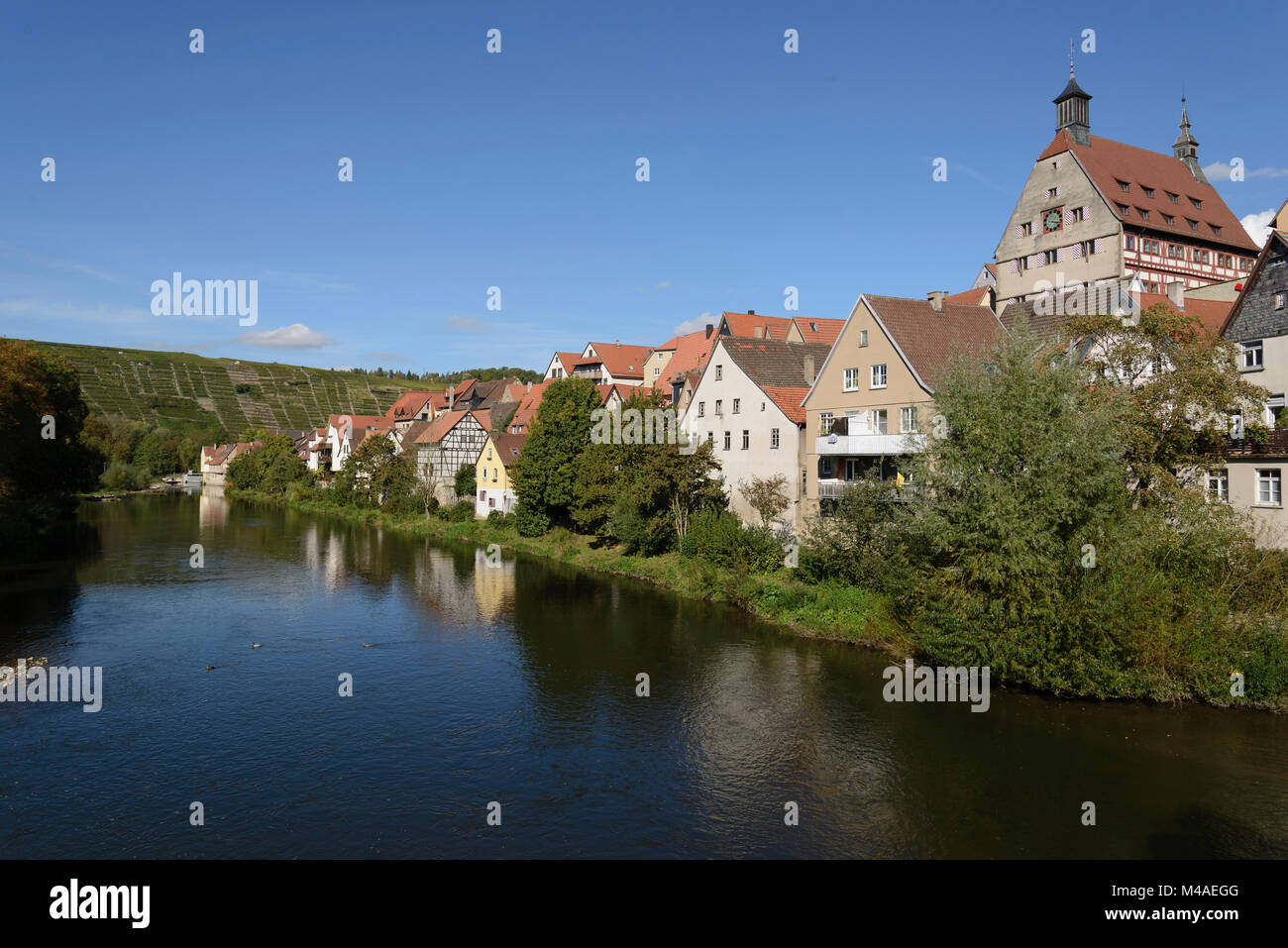 Besigheim, Ansicht von der Enz, Baden-Württemberg, Deutschland, Europa Stock Photo