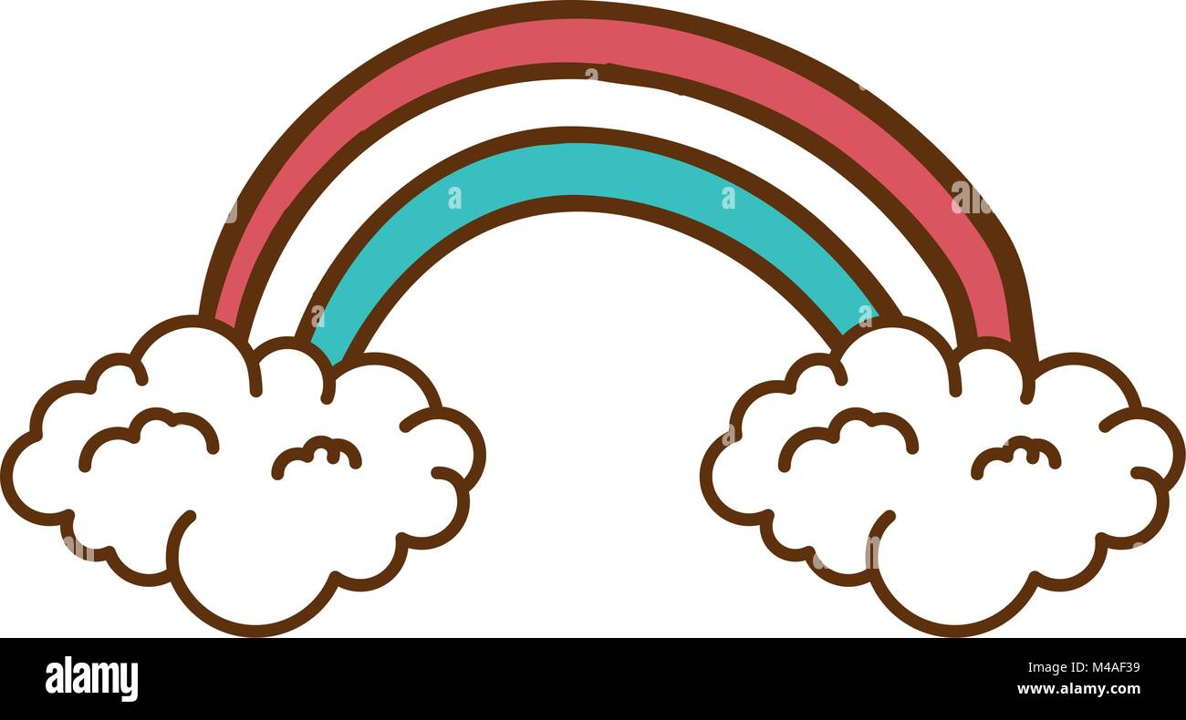 cute rainbown with clouds sticker Stock Vector Image & Art - Alamy