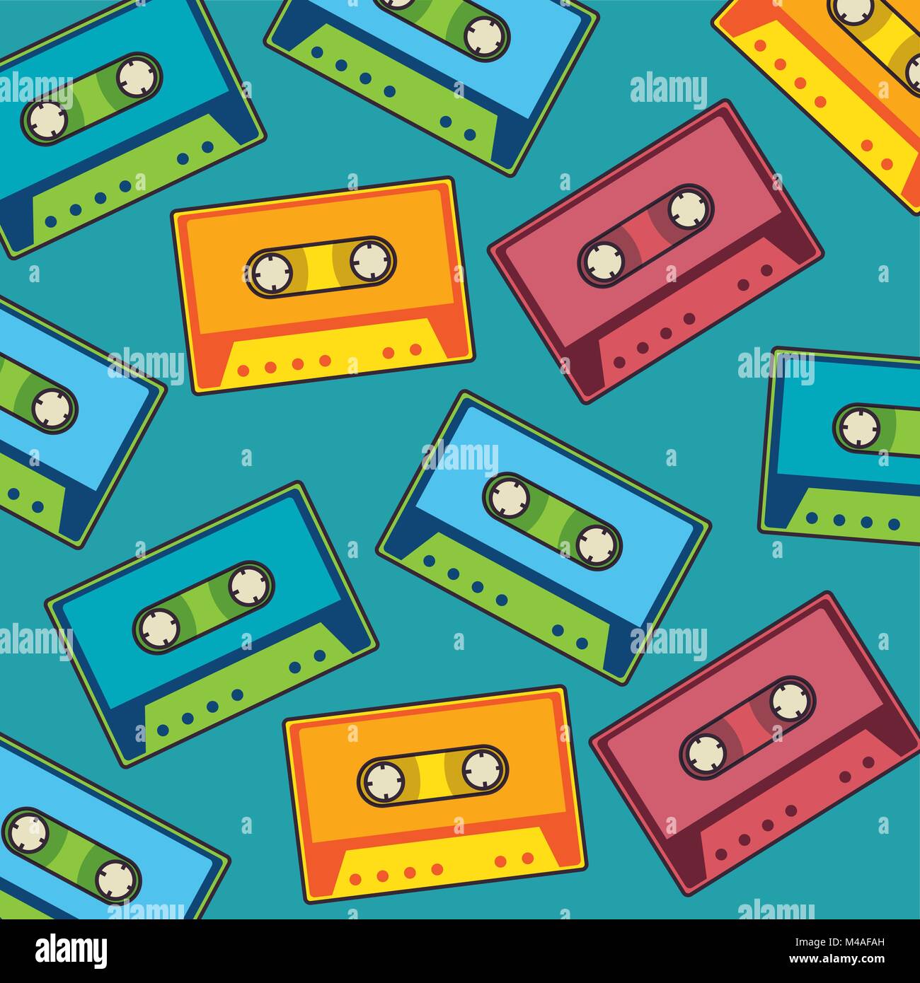 retro cassette sticker pattern background Stock Vector Image & Art - Alamy