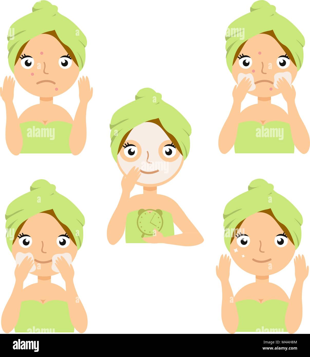 Different types of facial cosmetic masks. Vector isolated illustrations