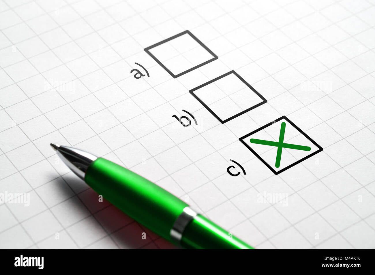 Plan C. Making decision and choice. Exam in school or answering to multiple choice question. Change of plan. Stock Photo