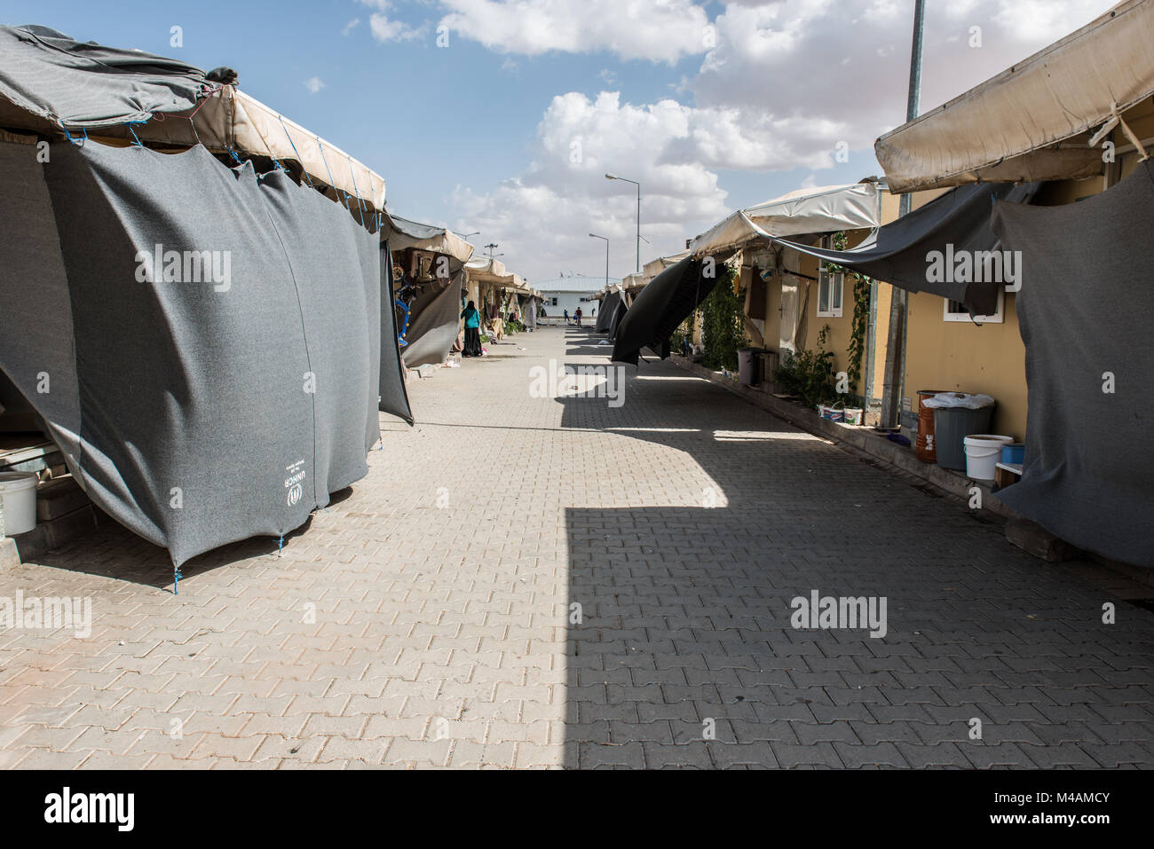 One of the streets between the houses in the refugee camp of Kilis, in Turkey, near the border with Syria. Stock Photo