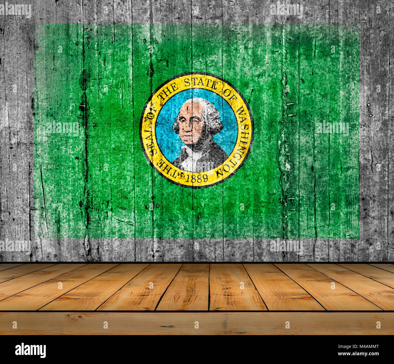 Washington concrete flag with wooden floor Stock Photo - Alamy