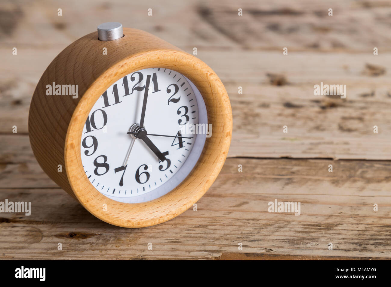 Bedside wooden alarm clock Stock Photo