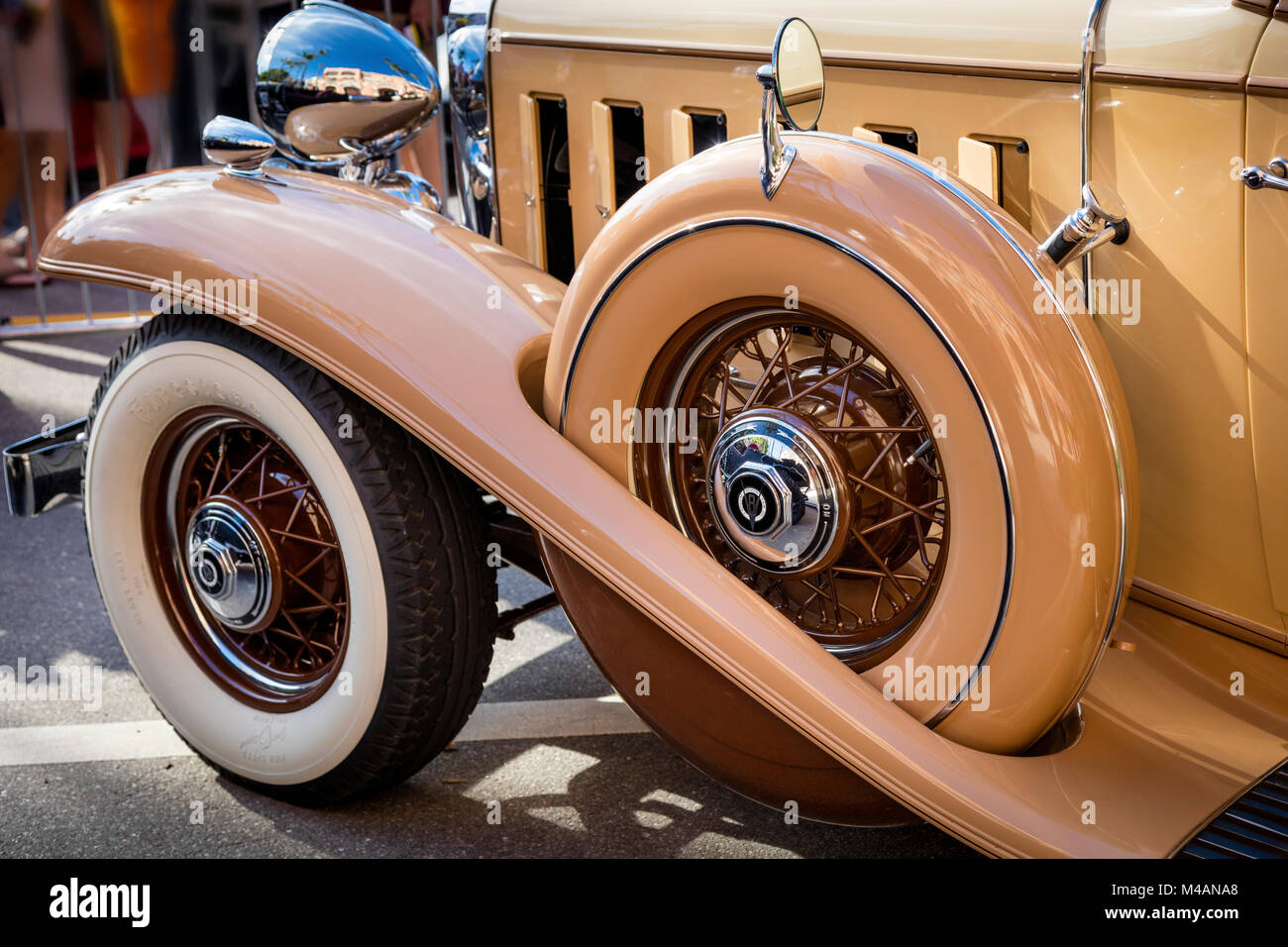 Perfectly maintained 1932 Cadillac on display at 'Cars on 5th' autoshow, Naples, Florida, USA Stock Photo