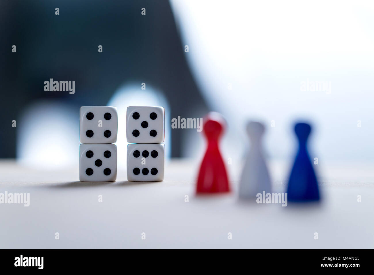 Nine eleven from dice numbers and board game pawns with USA flag colors. 9-11 concept. Stock Photo