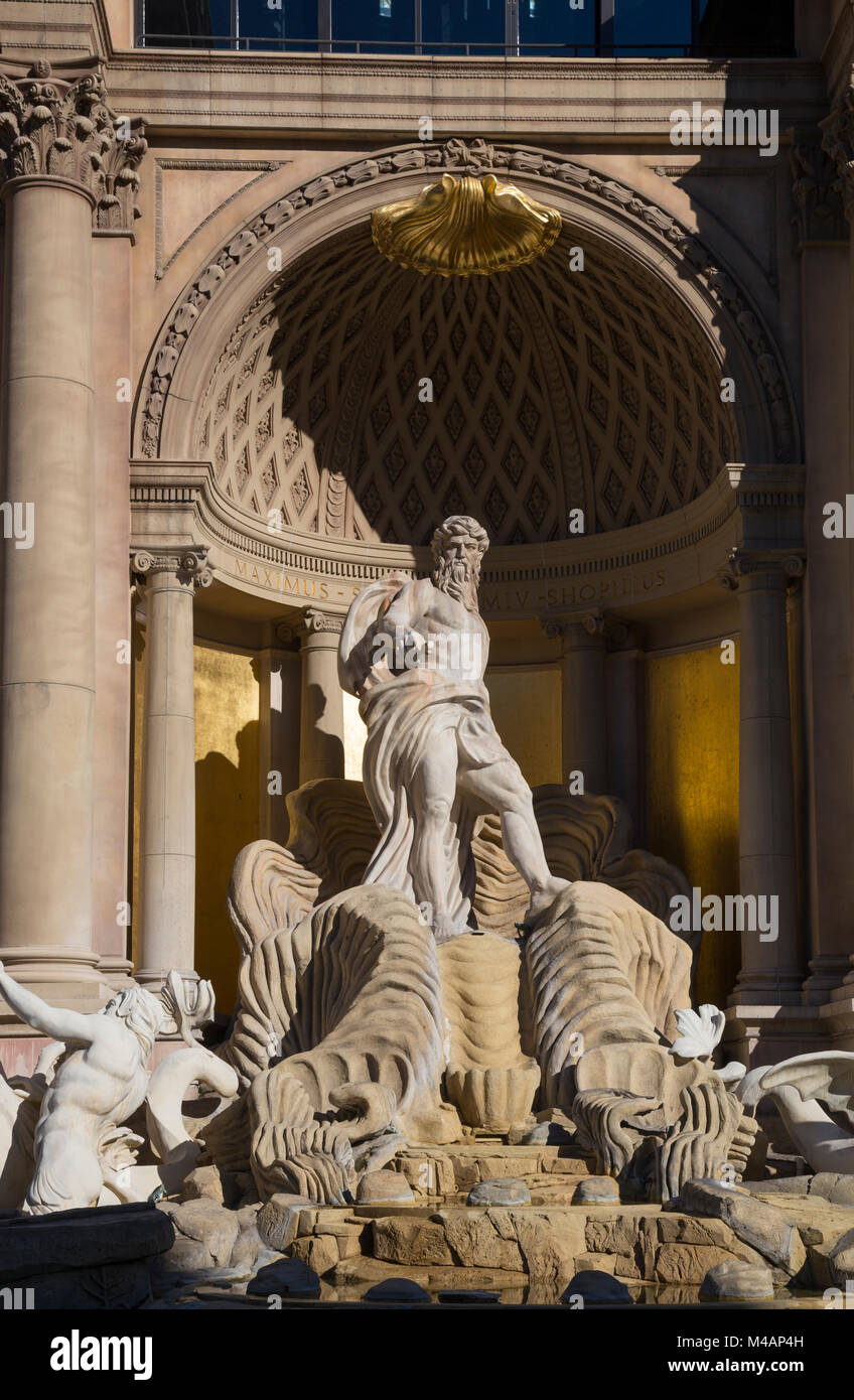 Replica of Trevi fountain in front of The Forum Shops, Caesars Palace, Las Vegas, Nevada, USA Stock Photo