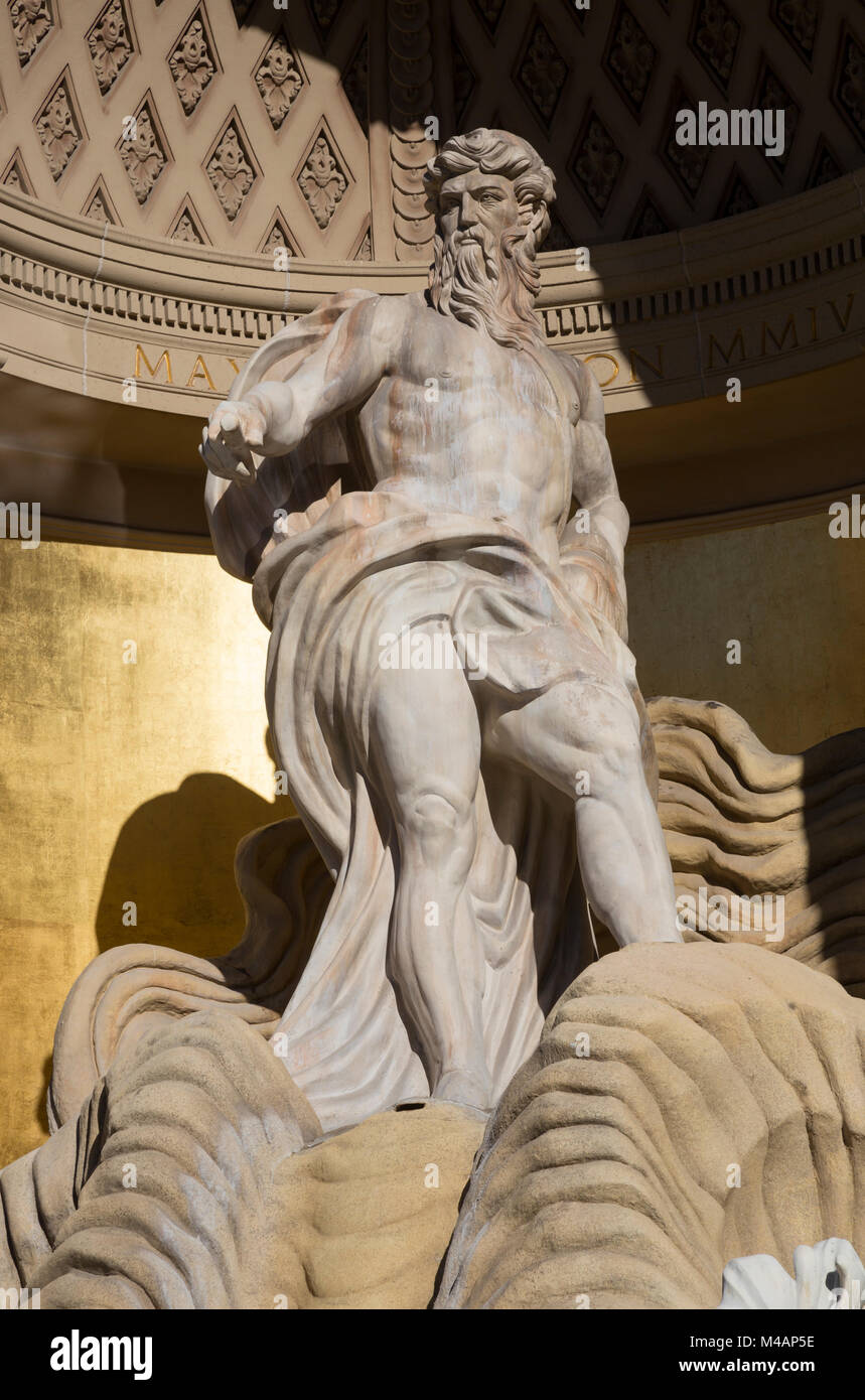 Replica of Trevi fountain in front of The Forum Shops, Caesars Palace, Las Vegas, Nevada, USA Stock Photo