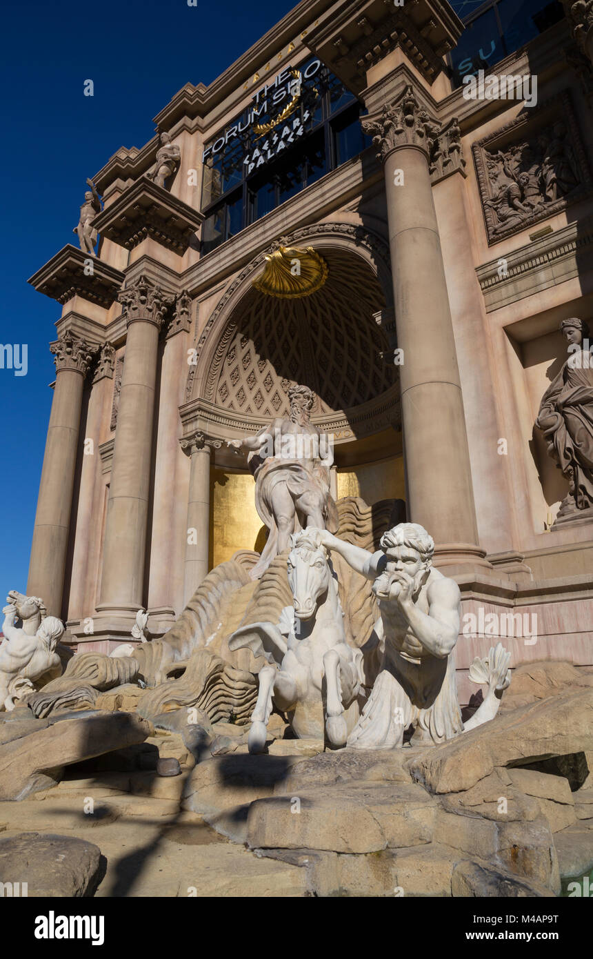 Replica of Trevi fountain in front of The Forum Shops, Caesars Palace, Las Vegas, Nevada, USA Stock Photo