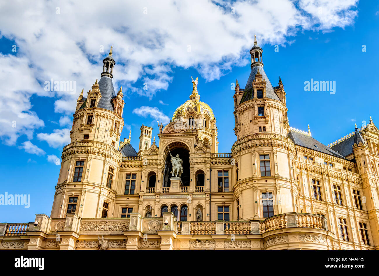 Schwerin Palace in romantic Historicism architecture style Stock Photo