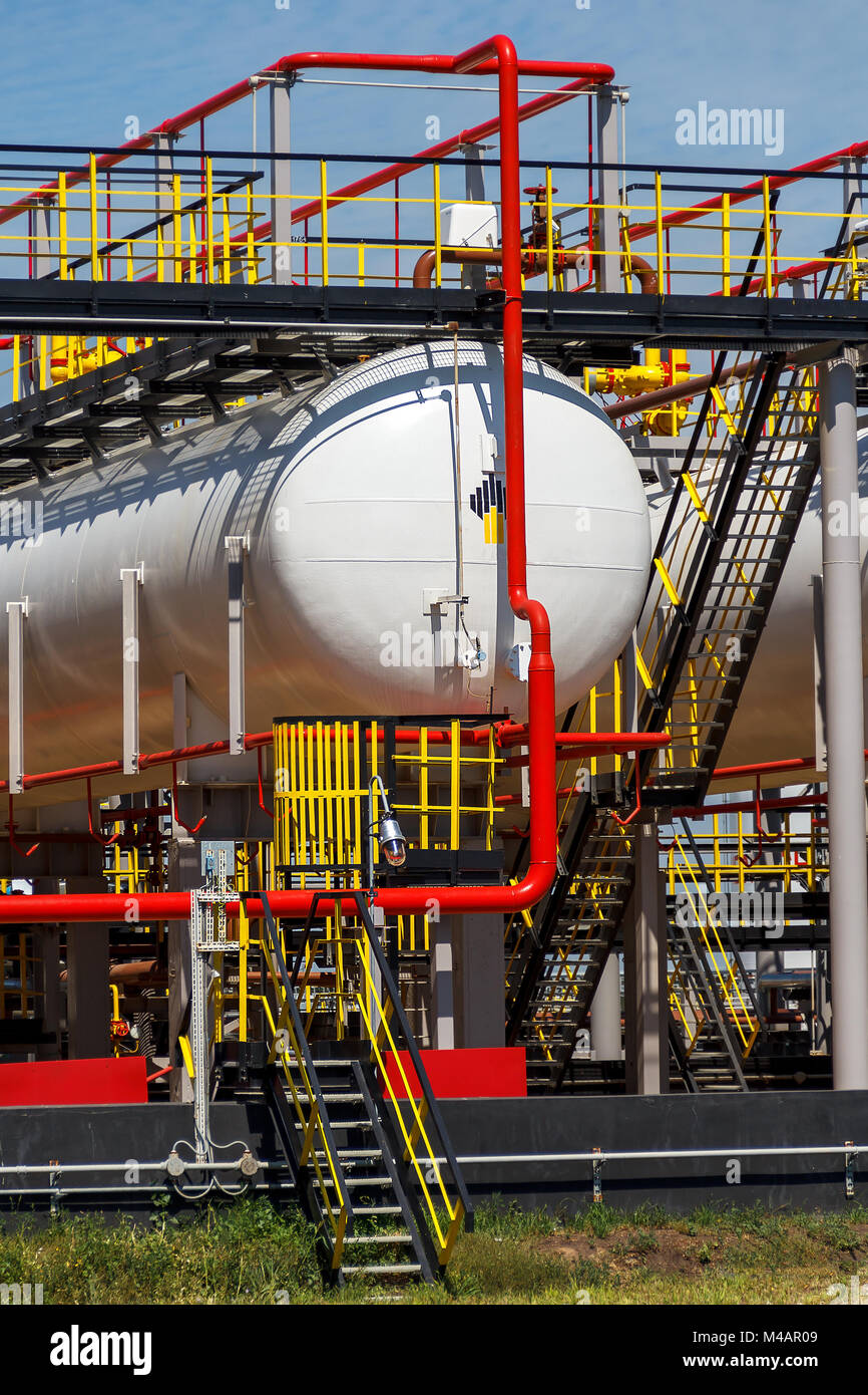 Fuel tank and pipelines Stock Photo