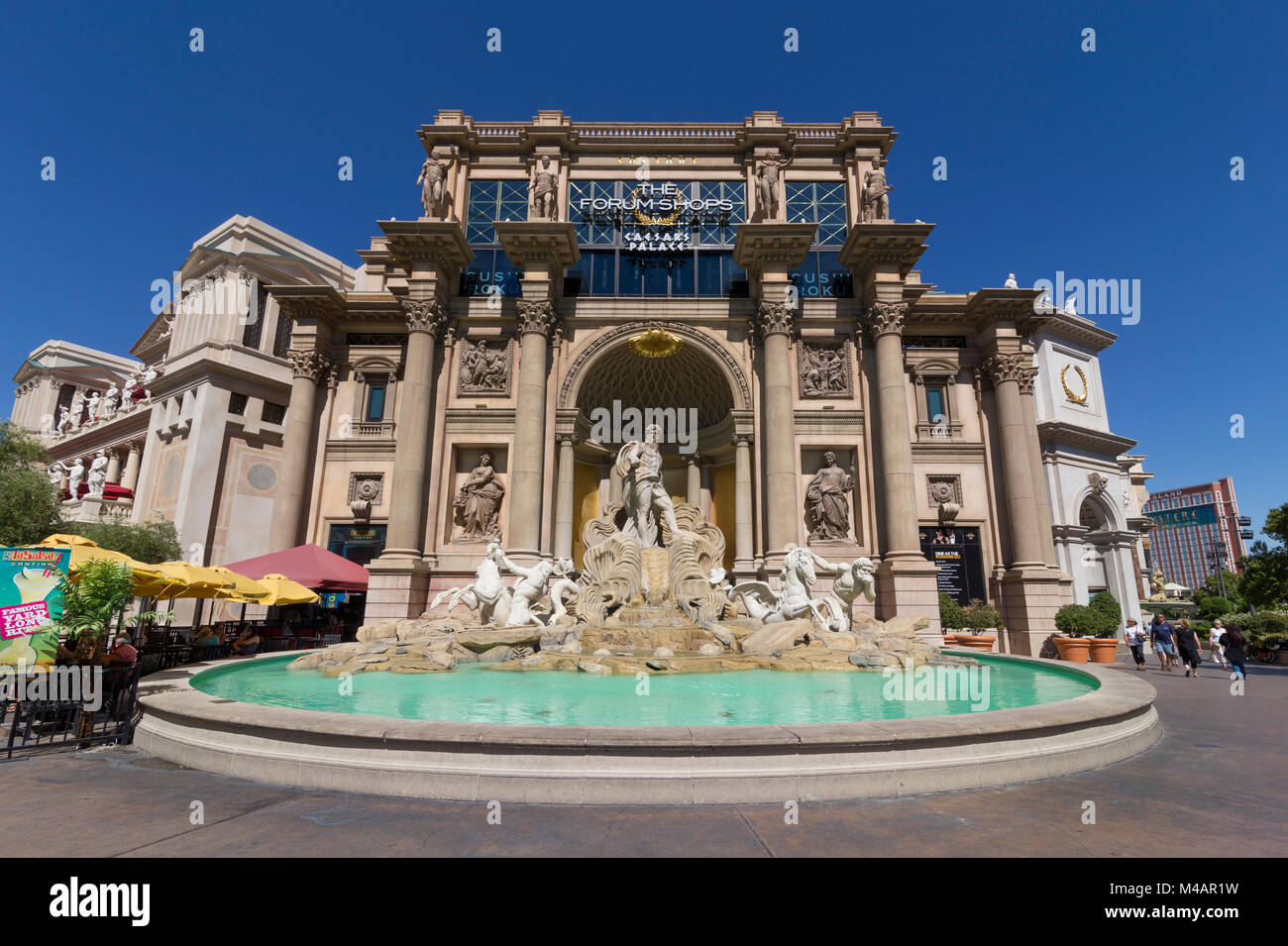 Replica of Trevi fountain in front of The Forum Shops, Caesars Palace, Las Vegas, Nevada, USA Stock Photo