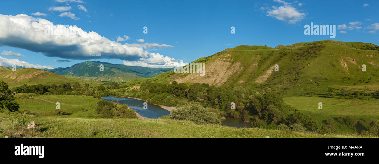 Mountains landscape, center of the river. Mountains landscape Stock Photo