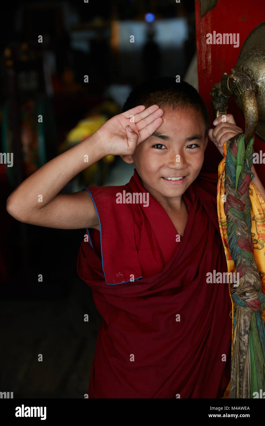 monks at monastery in Kathmandu Nepal Stock Photo Alamy