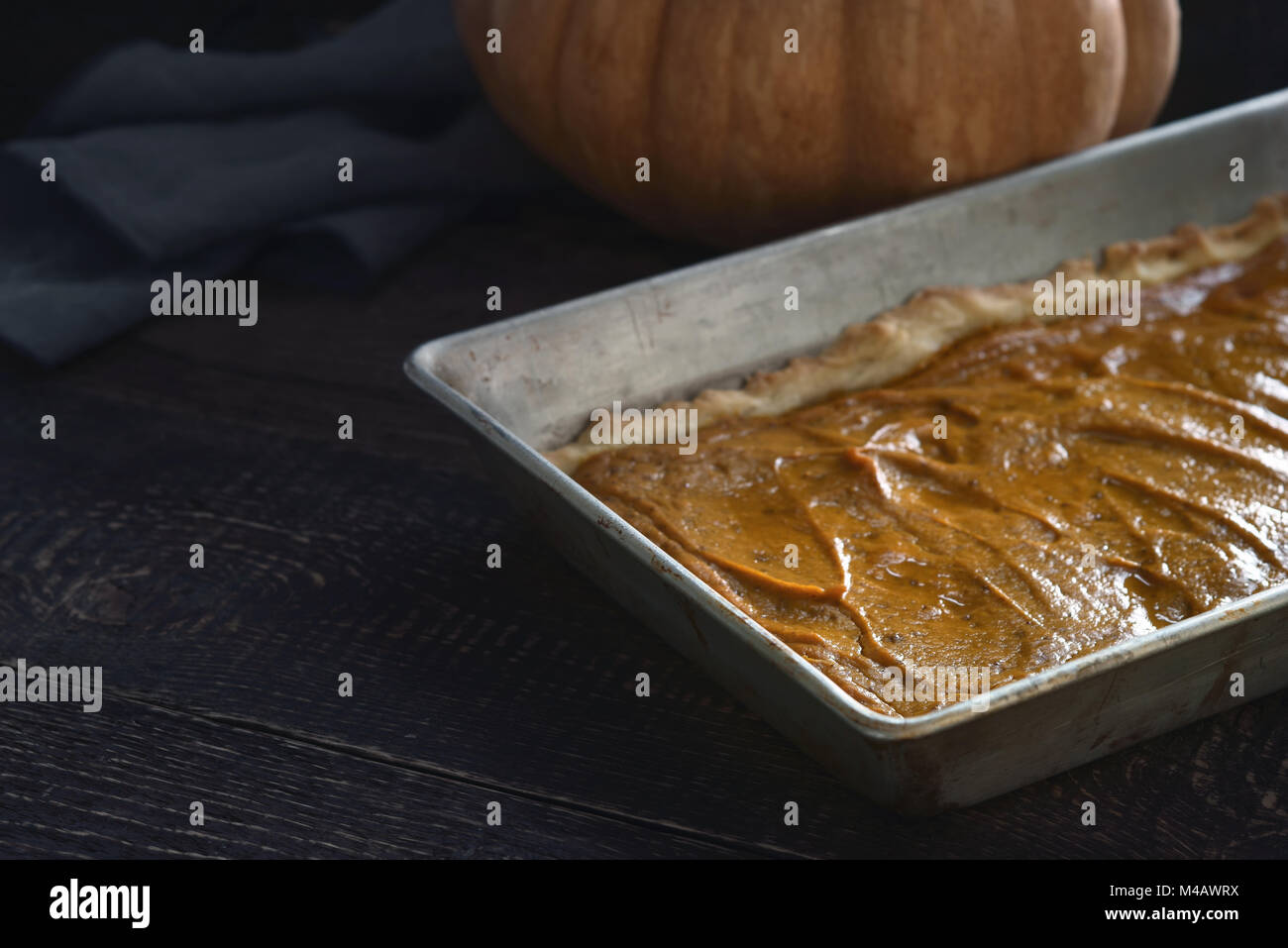 Pumpkin pie on the  wooden table horizontal Stock Photo