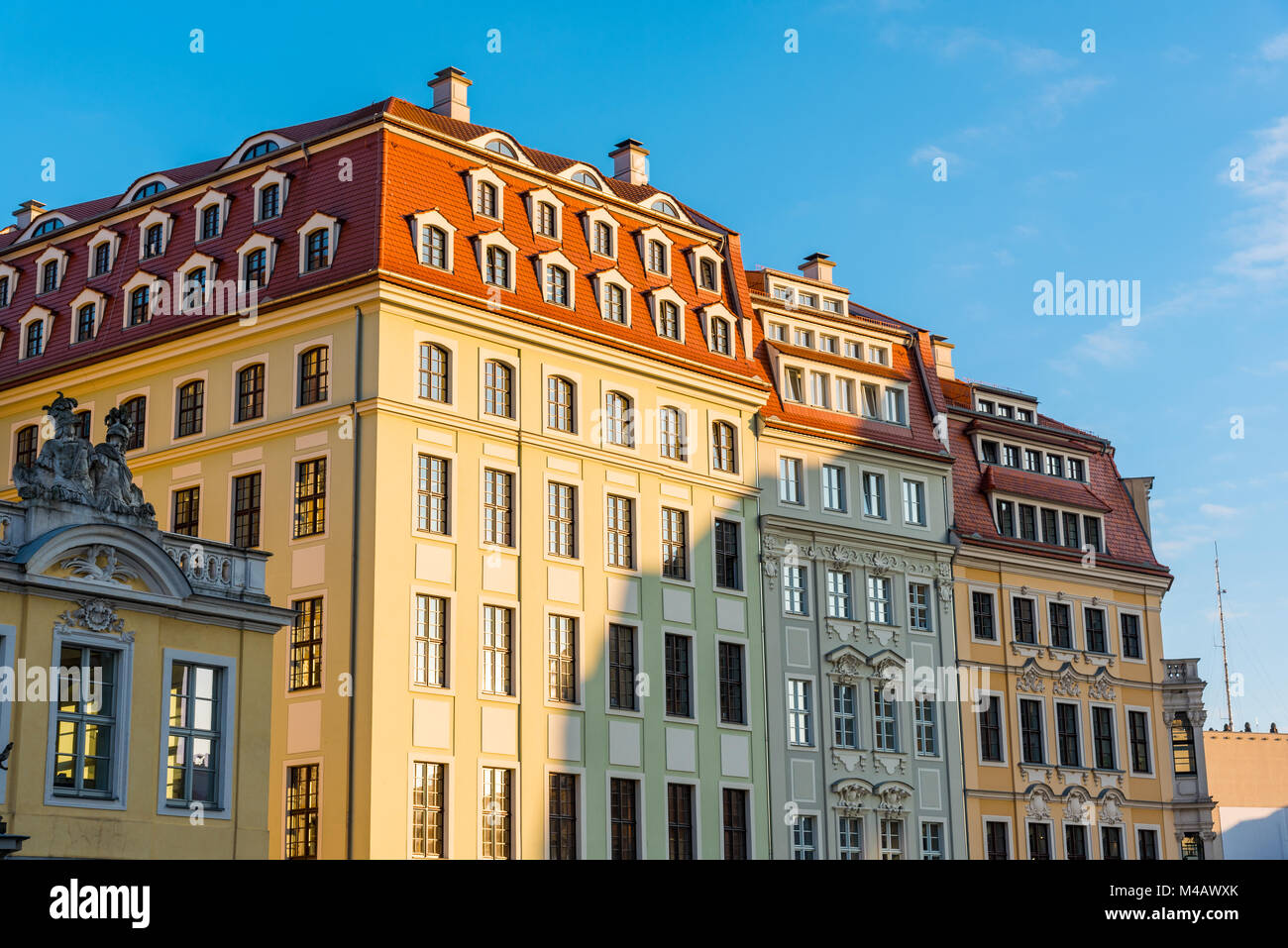Restored buildings in Dresden in the warm evening sunshine Stock Photo