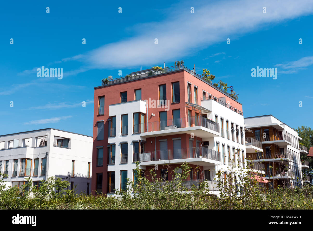 Modern townhouses seen in Berlin, Germany Stock Photo