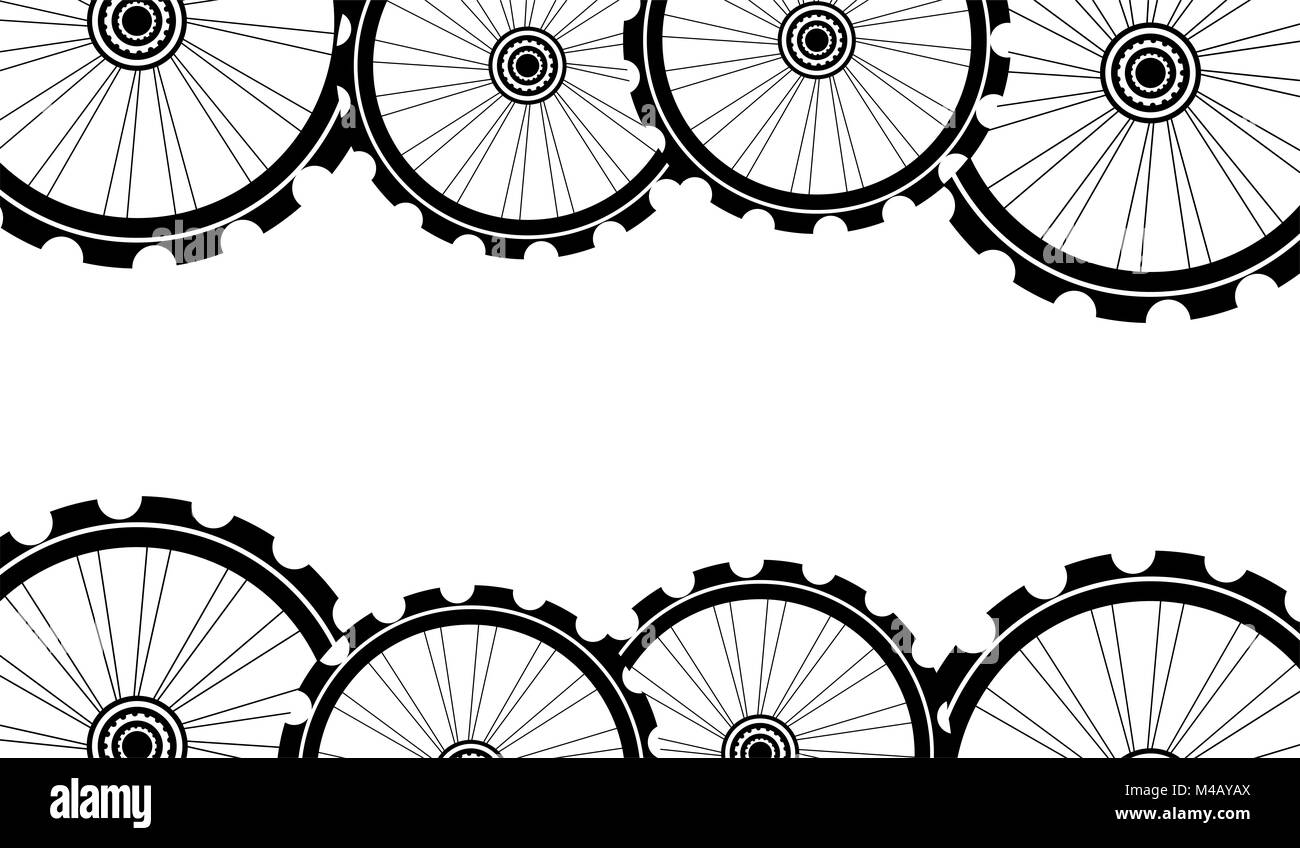 bike wheels background pattern. Pattern of bicycle wheels. Stock Photo