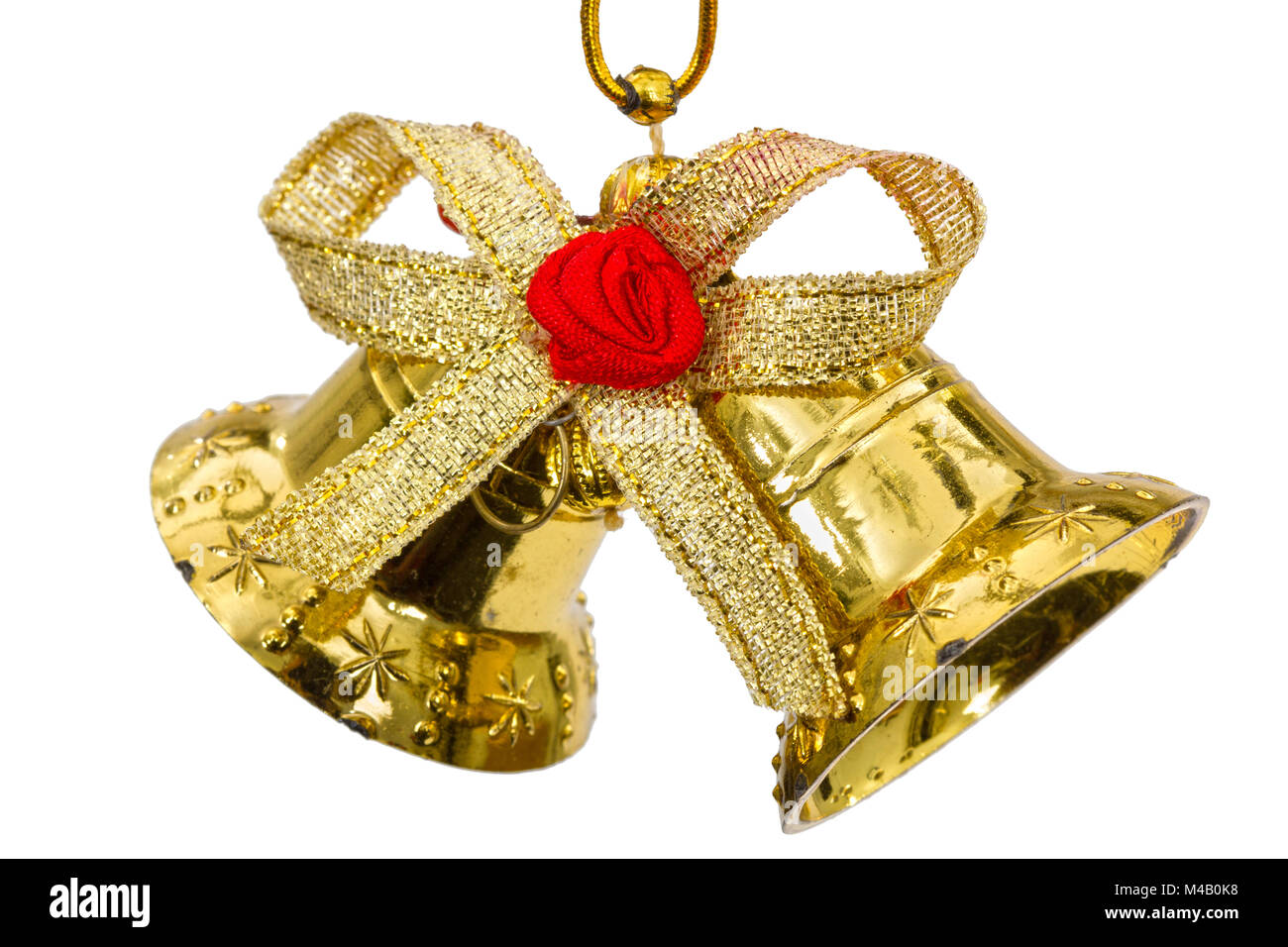 Golden Christmas bells, isolated on white background Stock Photo - Alamy