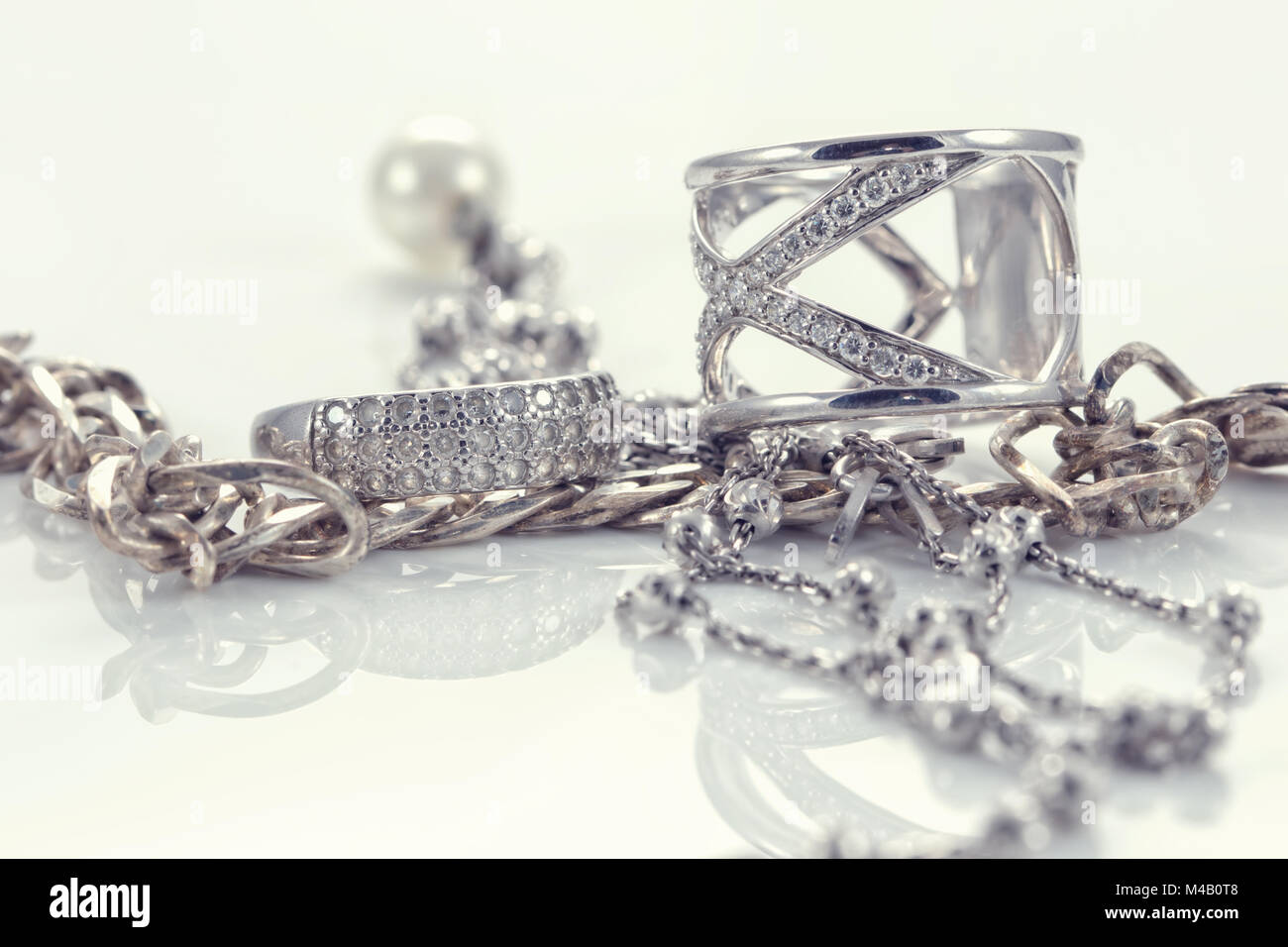 Metallic silver stones hi-res stock photography and images - Alamy