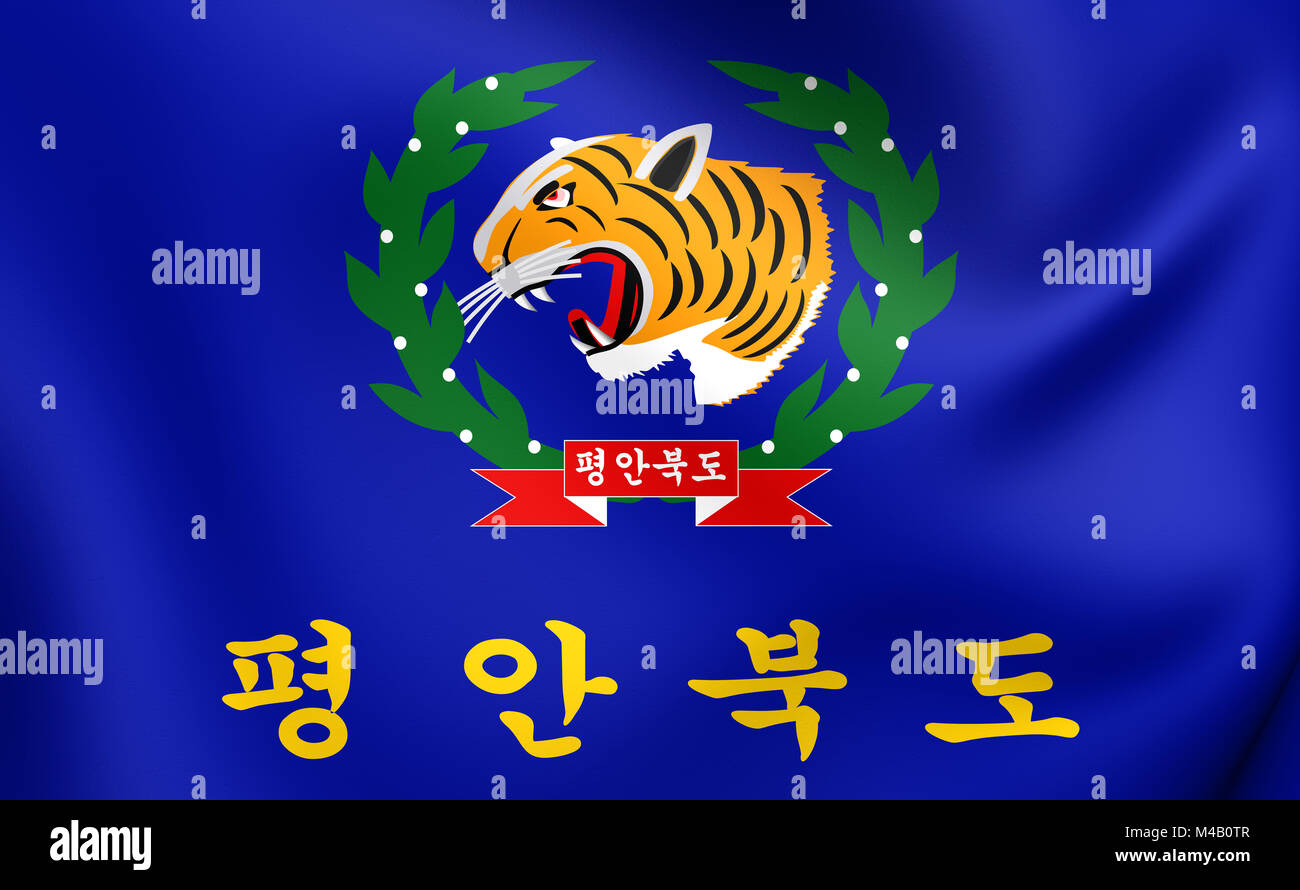 3D Flag of the North Pyongan Province (Phyonganbukto). Close Up Stock ...