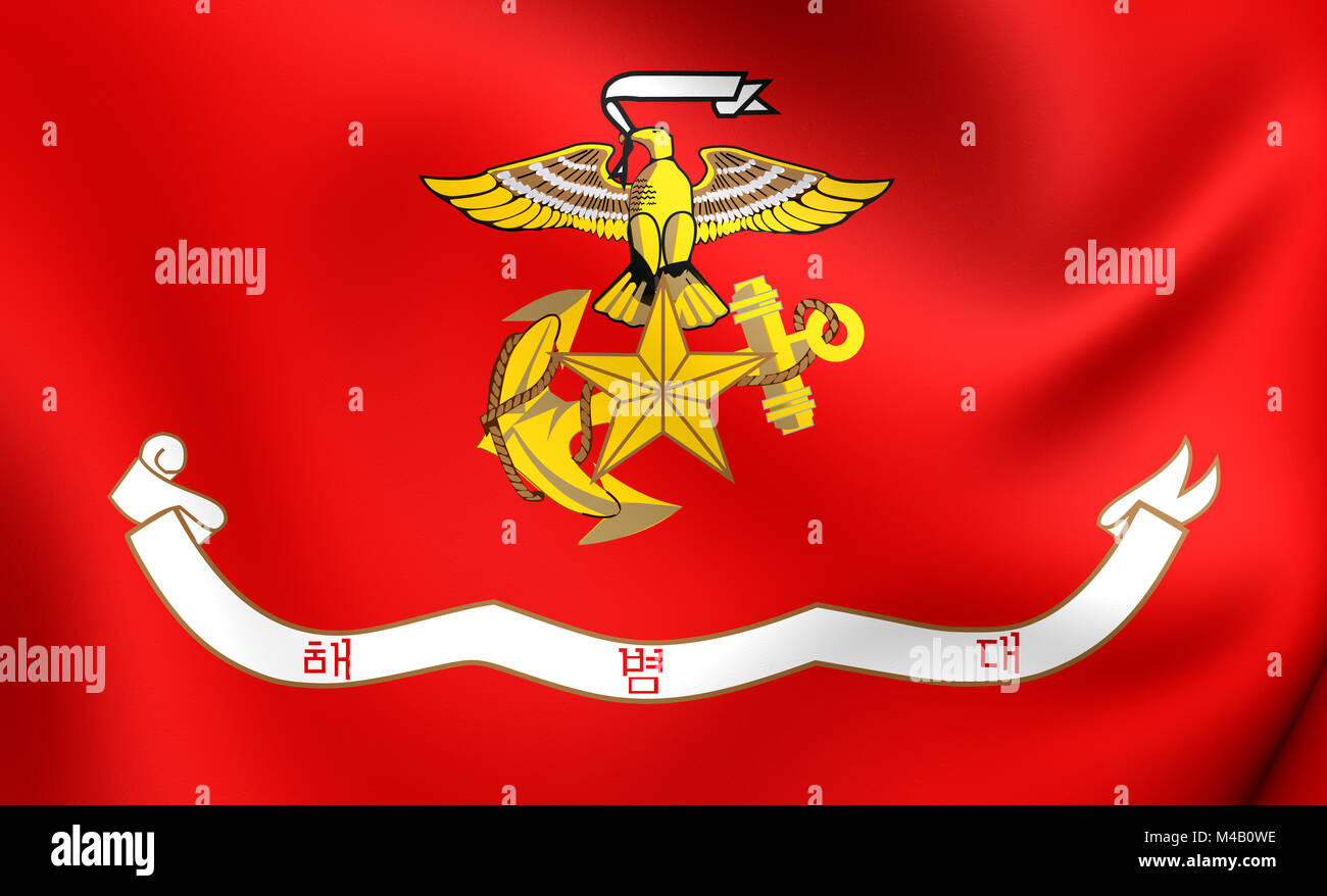 Republic of Korea Marine Corps Flag. Close Up. Stock Photo