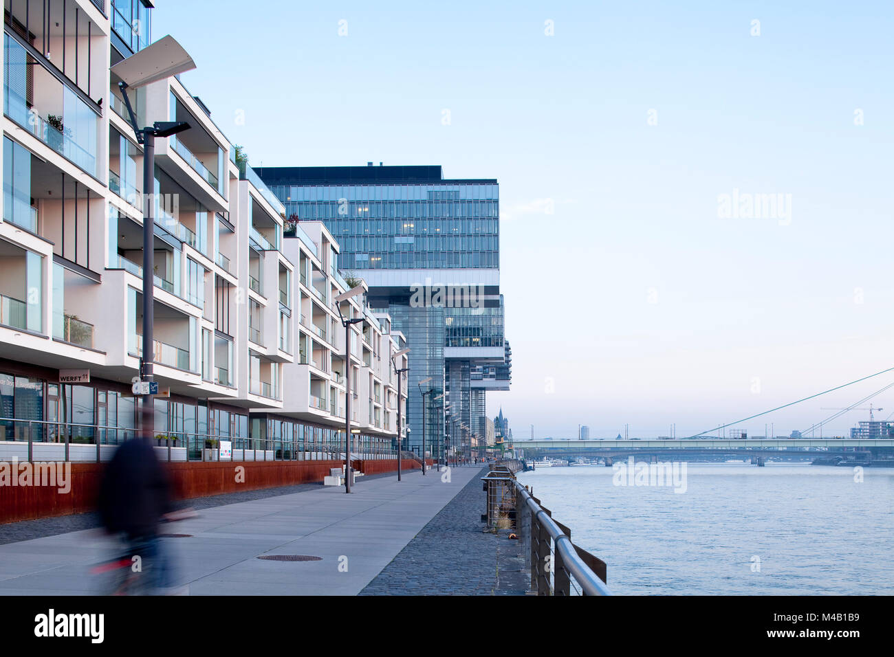 Urban development project in the old industrial harbour 'Rheinauhafen' at the river Rhine in Cologne, Germany Stock Photo