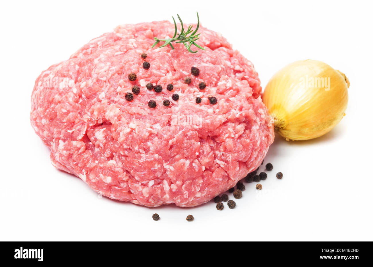 Mett' (German minced raw pork meat),onion Stock Photo