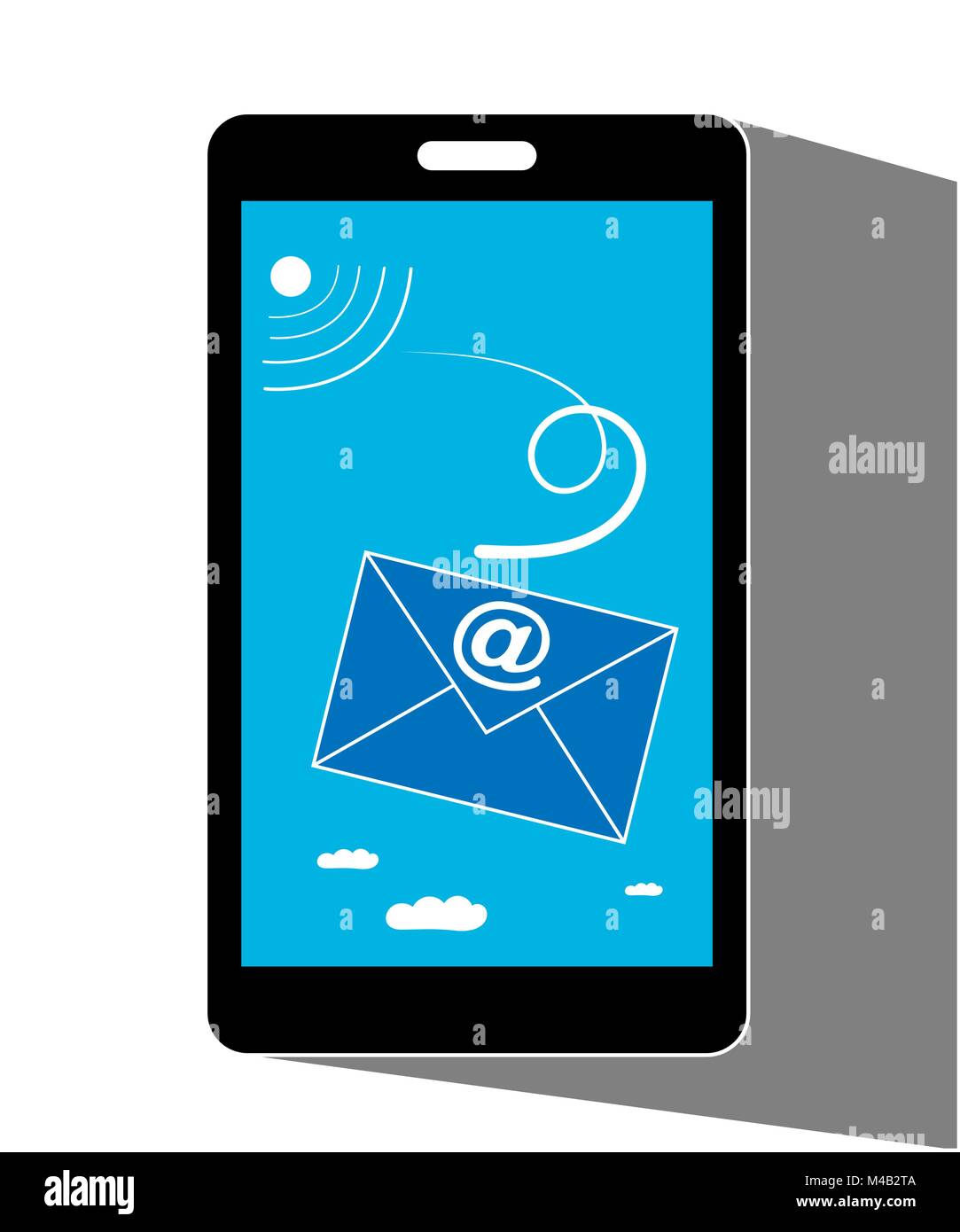 Mobile phone display showing email message envelope. Stock Vector
