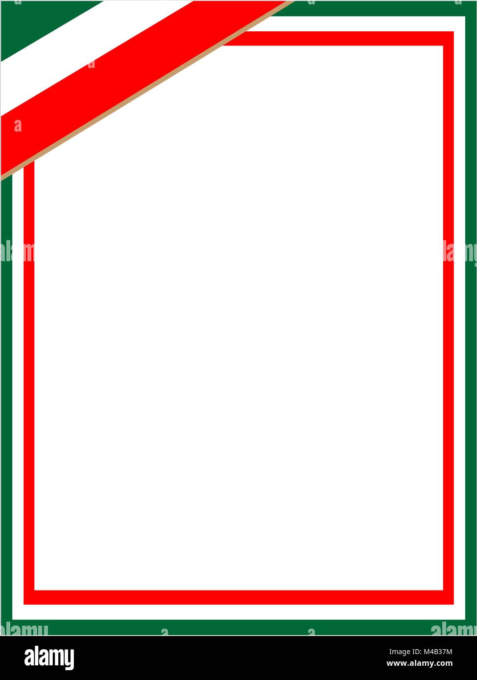 Italian green white red flag symbols patriotic frame Stock Vector