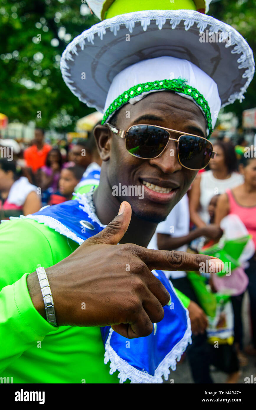 Cool looking man on the  Carneval in Santo Domingo,Dominican Republic Stock Photo