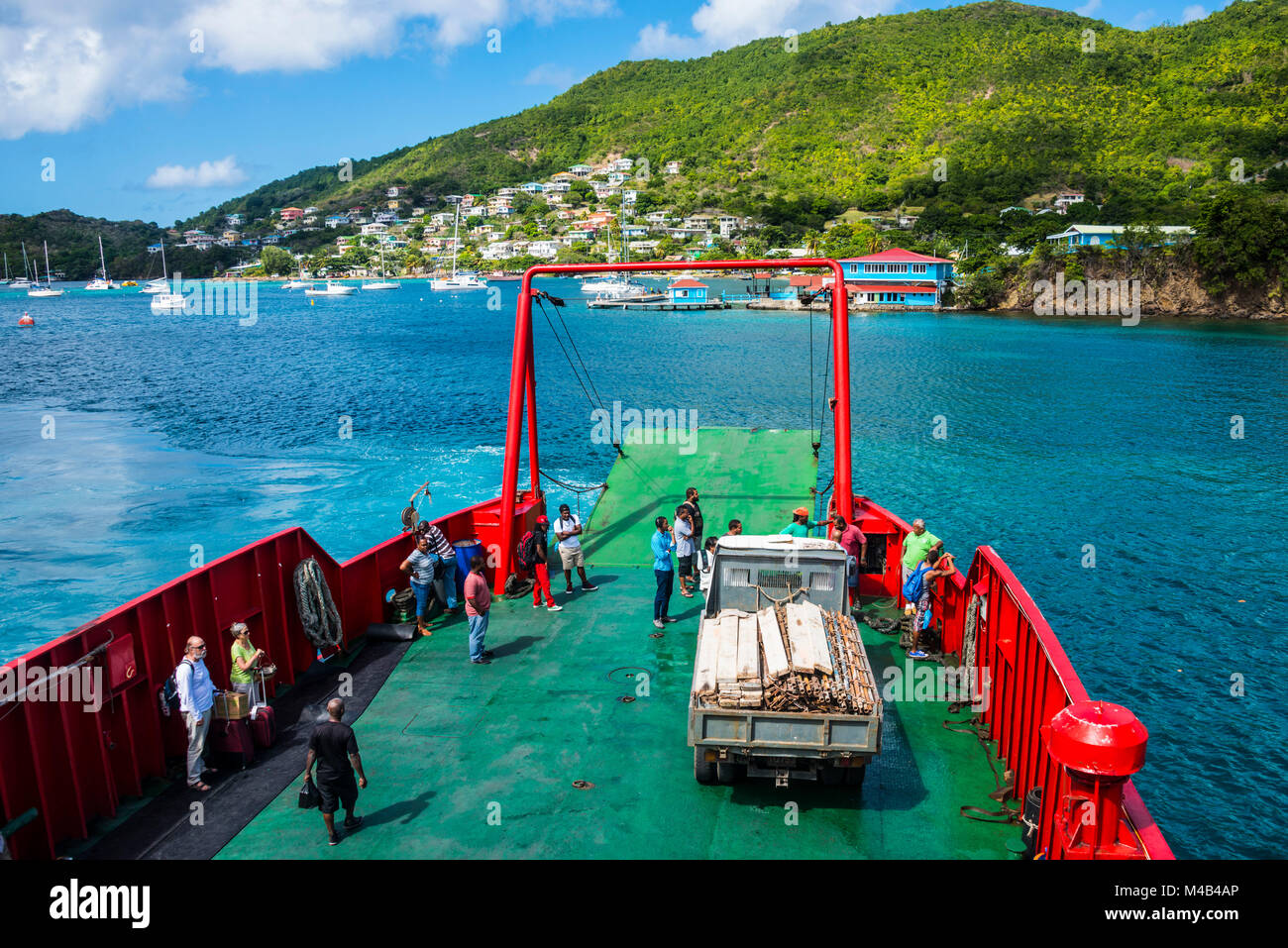 Ferry anchoring in the harbour of Port Elizabeth,Admirality bay,Bequia