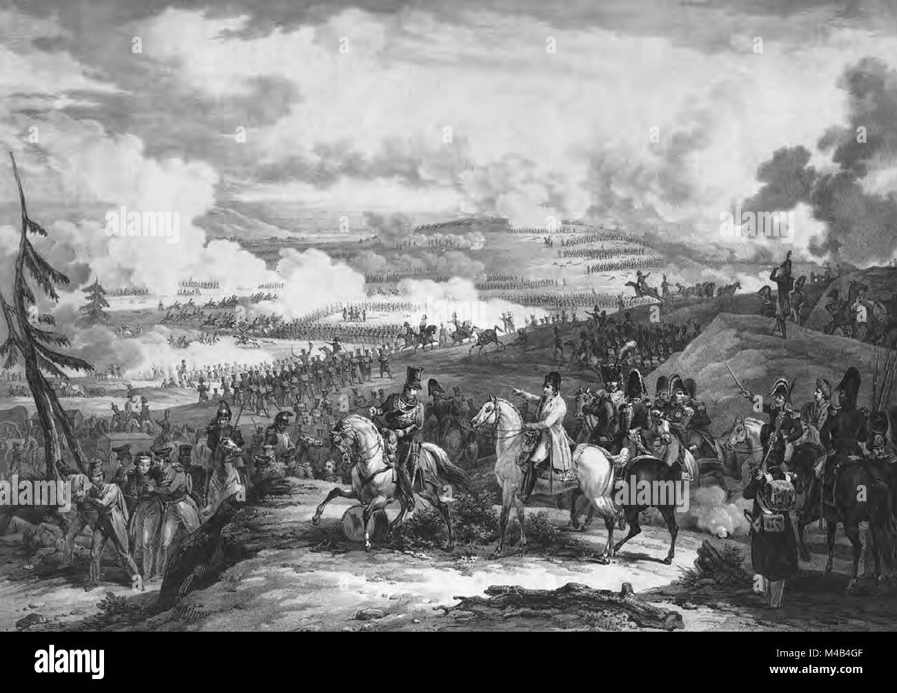 The Battle of Borodino see here in 19th century engraving by unknown artist.  The Battle of Borodino was a battle fought on 7 September 1812 in the Napoleonic Wars during the French invasion of Russia. It was fought between the armies of Napoleon, Mikhail Kutuzov, Pyotr Bagration and Michael Andreas Barclay de Tolly. Stock Photo