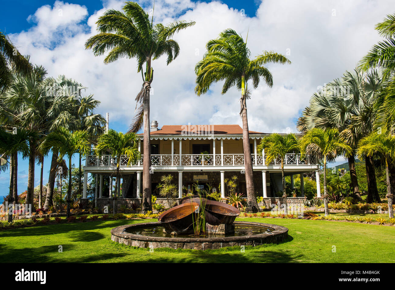 Historical mansion in the botanical gardens in Nevis island,St.Kitts
