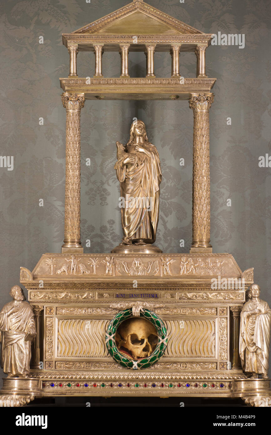 Silver reliquary with Saint Agnes' skull - Sant'Agnese in Agone - Rome