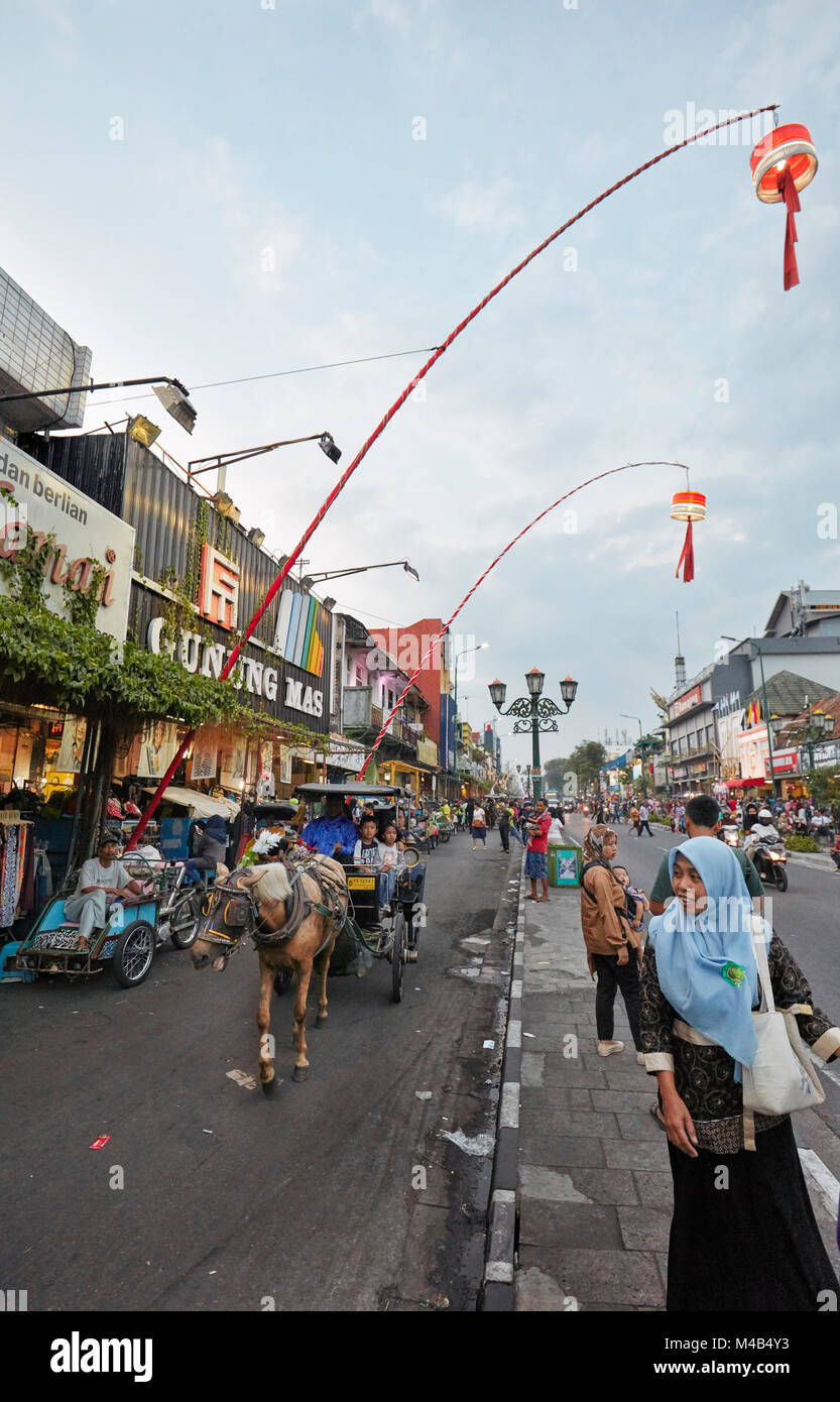 Malioboro Street At Dusk. Yogyakarta, Java, Indonesia Stock Photo - Alamy